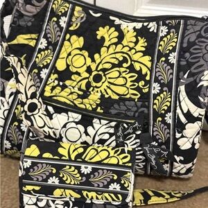 Floral Black and Yellow Vera Bradley Quilted Bag & wallet
